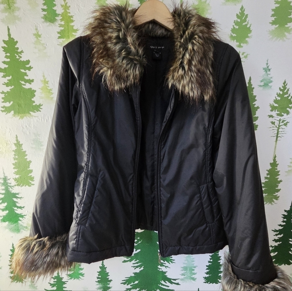 Karen Kane Black Jacket with Faux Fur Trim